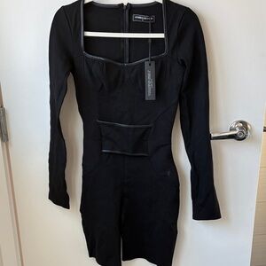 NWT** Maniere De Voir Black Long Sleeve  playsuit